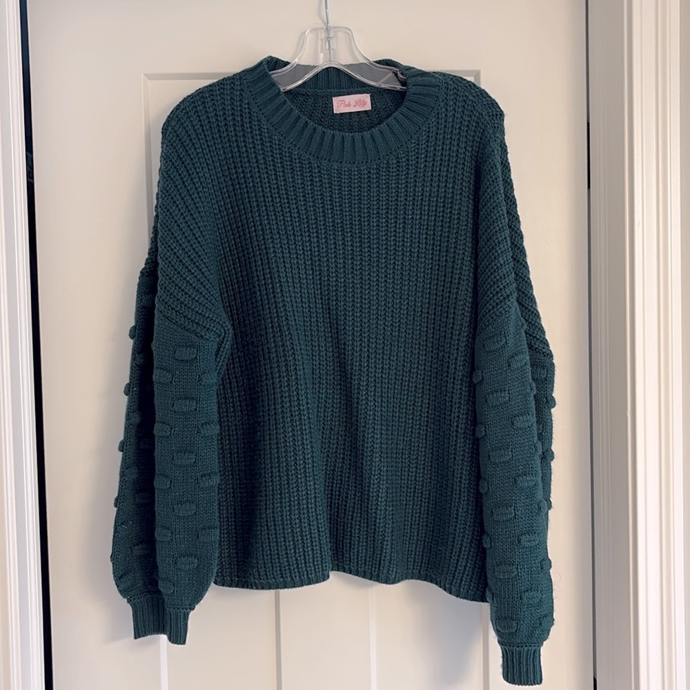 Pink lily green sweater